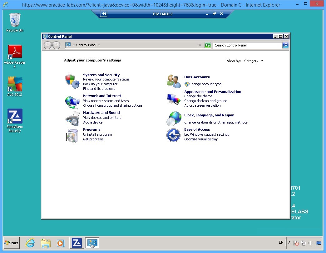 Practice Labs screenshot.